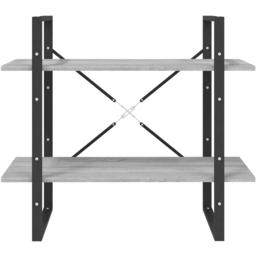 vidaXL 2 Shelf Grey Sonoma Oak Bookcase - Size: 70 x 80 x 30cm - Wilko - thumbnail 4
