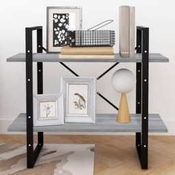 vidaXL 2 Shelf Grey Sonoma Oak Bookcase - Size: 70 x 80 x 30cm - Wilko - thumbnail 1