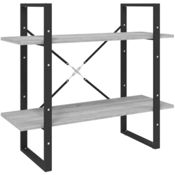 vidaXL 2 Shelf Grey Sonoma Oak Bookcase - Size: 70 x 80 x 30cm - Wilko - thumbnail 3