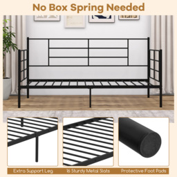 Costway Single Size 2 in 1 Black Daybed with Arms - Multi - Wilko - thumbnail 6