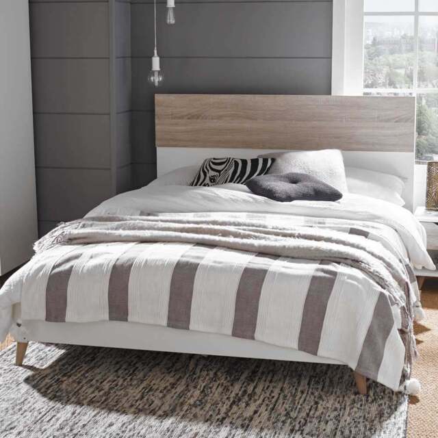 LPD Furniture Stockholm 5.0 King Size Oak and White Bed Frame - LPD Home - Wilko - image 1