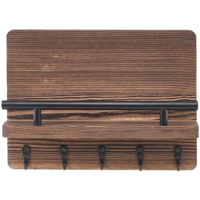 H&O Direct Rustic Wall Mounted Key Holder - Size: 18.5 x 25 x 7.5cm - Brown - Wilko - image 1