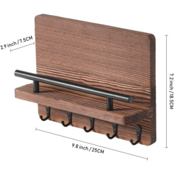 H&O Direct Rustic Wall Mounted Key Holder - Size: 18.5 x 25 x 7.5cm - Brown - Wilko - thumbnail 6