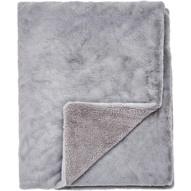 Helena Springfield Cloud Grey Plush Faux Fur Sherpa Fleece Throw 130 x 170cm - Size: 170 x 130 x 1cm - Wilko - image 1