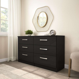 Lynx 6 Drawer Black Chest of Drawers - Birlea - Wilko - thumbnail 4
