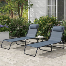 Outsunny Set of 2 Grey Foldable Cot Sun Lounger - Size: 1 Seater - Wilko - thumbnail 1
