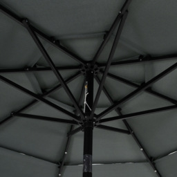 Living and Home 3 Tier Dark Grey Solar LED Crank and Tilt Parasol with Rose Cement Base 3m - Wilko - thumbnail 7