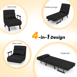 Costway Single Seater Black Sofa Bed - Wilko - thumbnail 6