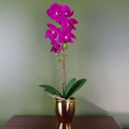 Botanik Dark Pink Orchid Artificial Plant in Silver Pot 46cm - Size: 46 x 15 x 15cm - Wilko - thumbnail 3