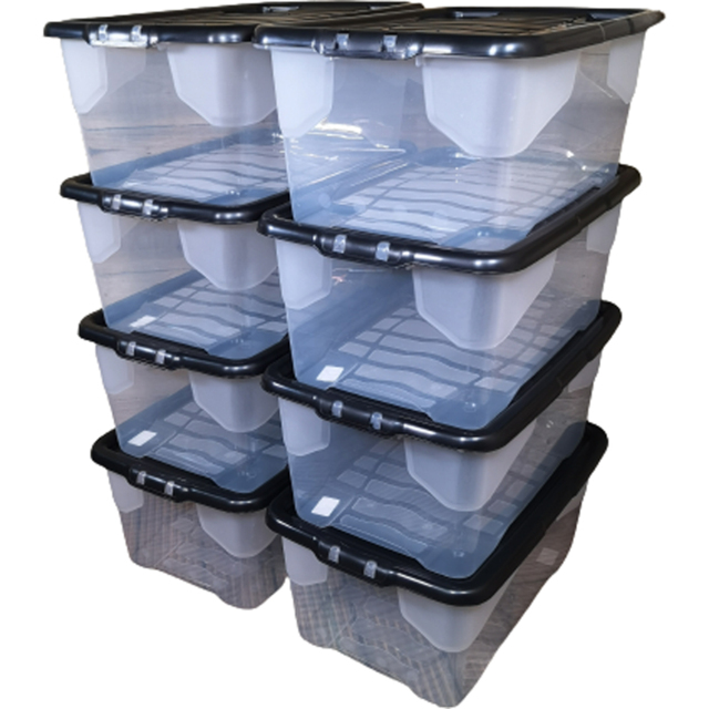 Samuel Alexander 42L Storage Box with Lid 8 Pack - Size: 39 x 60 x 26cm - White - Wilko - image 1