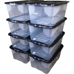 Samuel Alexander 42L Storage Box with Lid 8 Pack - Size: 39 x 60 x 26cm - White - Wilko - thumbnail 1