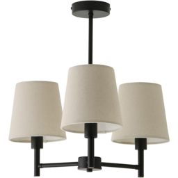 ValueLights Kincaid 3 Arm Tapered Shade Matt Black Chandelier Ceiling Light with Bulb - Size: 45 x 46 x 46cm - Wilko - thumbnail 1