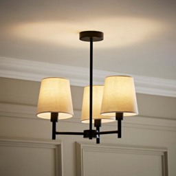 ValueLights Kincaid 3 Arm Tapered Shade Matt Black Chandelier Ceiling Light with Bulb - Size: 45 x 46 x 46cm - Wilko - thumbnail 6