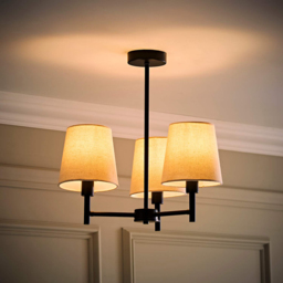 ValueLights Kincaid 3 Arm Tapered Shade Matt Black Chandelier Ceiling Light with Bulb - Size: 45 x 46 x 46cm - Wilko - thumbnail 3