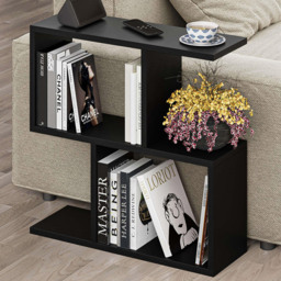 Decortie Homemania 4 Shelf Black Bute Wooden Side Table - Size: 60 x 60 x 19.5cm - Wilko - thumbnail 1