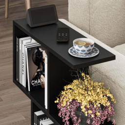 Decortie Homemania 4 Shelf Black Bute Wooden Side Table - Size: 60 x 60 x 19.5cm - Wilko - thumbnail 6