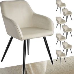 tectake Marilyn Set of 8 Cream and Black Velvet Look Padded Dining Chairs - Wilko - thumbnail 3