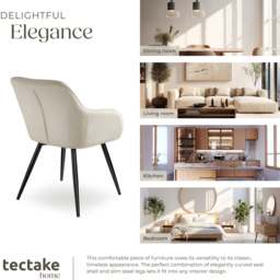 tectake Marilyn Set of 8 Cream and Black Velvet Look Padded Dining Chairs - Wilko - thumbnail 7