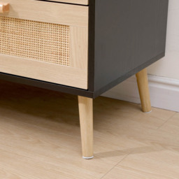 FurnitureHMD 6 Drawer Black and Natural Rattan Woven Front Wooden Chest of Drawers - Wilko - thumbnail 5
