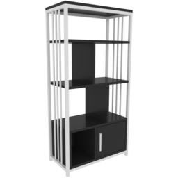 Decorotika Valero Single Door 7 Shelf White and Black Bookcase - Size: 120 x 60 x 29.6cm - Multi - Wilko - thumbnail 3