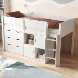 Flair Loop White Mid Sleeper Bed with Storage and Reversible Ladder - Size: 115 x 109 x 198cm - Wilko - thumbnail 1