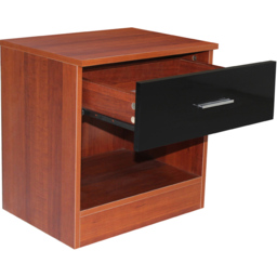 Brooklyn Single Drawer Walnut and Black High Gloss Bedside Table - Wilko - thumbnail 4