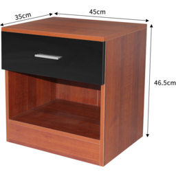 Brooklyn Single Drawer Walnut and Black High Gloss Bedside Table - Wilko - thumbnail 7
