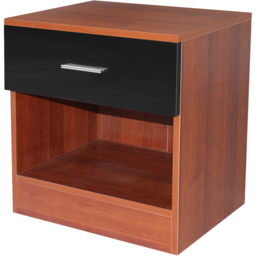 Brooklyn Single Drawer Walnut and Black High Gloss Bedside Table - Wilko - thumbnail 3