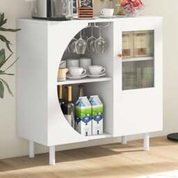 Costway 2 Door 2 Shelf White Kitchen Sideboard - Size: 93 x 44 x 22cm - Wilko - thumbnail 1