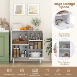 Costway 2 Door 2 Shelf White Kitchen Sideboard - Size: 93 x 44 x 22cm - Wilko - thumbnail 7