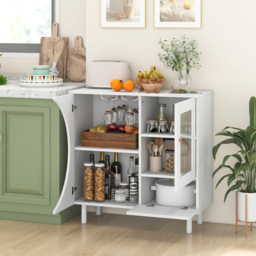 Costway 2 Door 2 Shelf White Kitchen Sideboard - Size: 93 x 44 x 22cm - Wilko - thumbnail 4