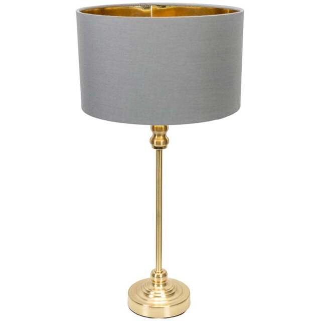 ValueLights Maggie Gold Candlestick LED Table Lamp with Grey and Gold Lamp Shade - Size: 50 x 25 x 25cm - Wilko - image 1