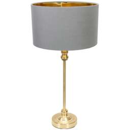 ValueLights Maggie Gold Candlestick LED Table Lamp with Grey and Gold Lamp Shade - Size: 50 x 25 x 25cm - Wilko - thumbnail 1