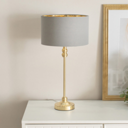 ValueLights Maggie Gold Candlestick LED Table Lamp with Grey and Gold Lamp Shade - Size: 50 x 25 x 25cm - Wilko - thumbnail 3