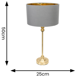 ValueLights Maggie Gold Candlestick LED Table Lamp with Grey and Gold Lamp Shade - Size: 50 x 25 x 25cm - Wilko - thumbnail 5
