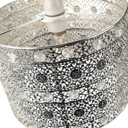 Happy Homewares Antique Silver Acrylic Gem Moroccan Style Chandelier Pendant Shade - Size: 17 x 24 x 24cm - Wilko - thumbnail 6