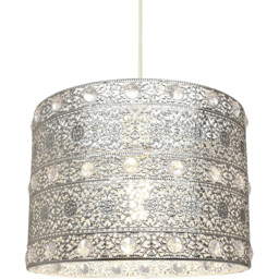 Happy Homewares Antique Silver Acrylic Gem Moroccan Style Chandelier Pendant Shade - Size: 17 x 24 x 24cm - Wilko - thumbnail 3
