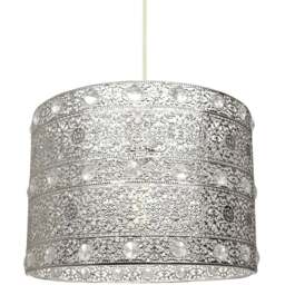 Happy Homewares Antique Silver Acrylic Gem Moroccan Style Chandelier Pendant Shade - Size: 17 x 24 x 24cm - Wilko - thumbnail 1