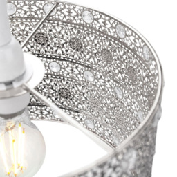 Happy Homewares Antique Silver Acrylic Gem Moroccan Style Chandelier Pendant Shade - Size: 17 x 24 x 24cm - Wilko - thumbnail 5