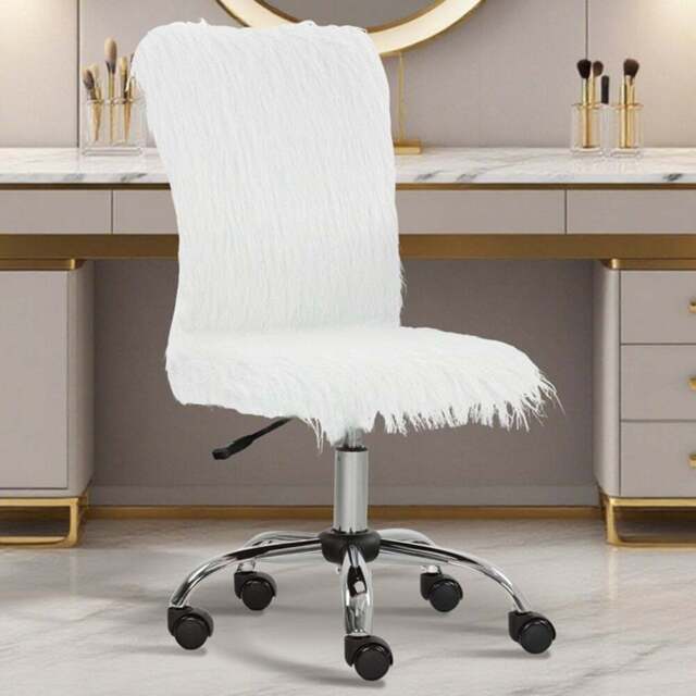 HOMCOM White Swivel Armless Makeup Vanity Chair - Size: Single - Wilko - image 1