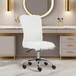 HOMCOM White Swivel Armless Makeup Vanity Chair - Size: Single - Wilko - thumbnail 4