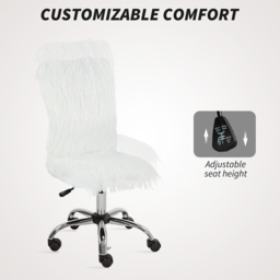 HOMCOM White Swivel Armless Makeup Vanity Chair - Size: Single - Wilko - thumbnail 7