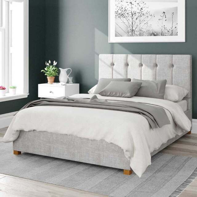 Aspire Hepburn Small Double Storm Pure Pastel Cotton Ottoman Bed - Grey - Aspire Beds - Wilko - image 1