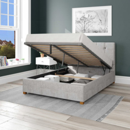 Aspire Hepburn Small Double Storm Pure Pastel Cotton Ottoman Bed - Grey - Aspire Beds - Wilko - thumbnail 3