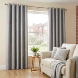 My Home Taylor Silver Blackout Eyelet Curtains 229cm - Size: W 228 x D 228cm - Wilko - thumbnail 6