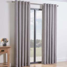My Home Taylor Silver Blackout Eyelet Curtains 229cm - Size: W 228 x D 228cm - Wilko
