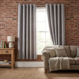 My Home Taylor Silver Blackout Eyelet Curtains 229cm - Size: W 228 x D 228cm - Wilko - thumbnail 4