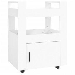 vidaXL Single Door 2 Shelf White Kitchen Trolley - Size: 80 x 60 x 45cm - Wilko - thumbnail 3