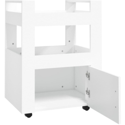 vidaXL Single Door 2 Shelf White Kitchen Trolley - Size: 80 x 60 x 45cm - Wilko - thumbnail 7