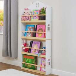 Liberty House Toys 4 Shelf White Wall Mounted House Bookcase - White & Pine - Wilko